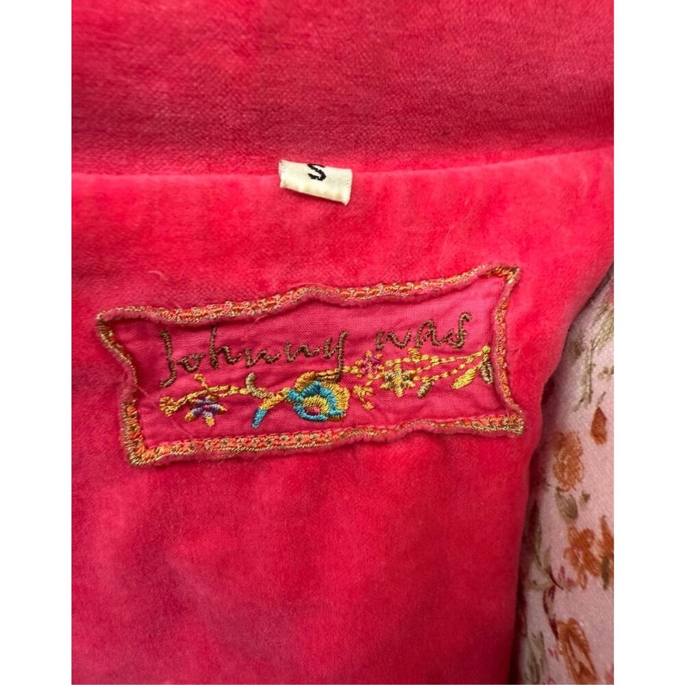 Johnny Was Hot Pink Velvet Floral Embroidered Blazer Jacket Small Boho - Picture 5 of 6
